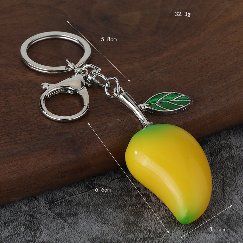 Cartoon Mango Resin Keychain Bag Charm for Car Keys