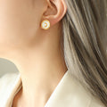 Gold Steel Mother of Pearl Crescent Moon Jewelry Set view 11