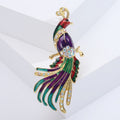 Long Tail Peacock Brooch in Two Multicolor Enamel Palettes view 7