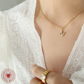 Gold Initial Letter Pendant Necklace Zircon Studded view 3