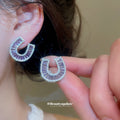 Purple Baguette U Shape Necklace And Stud Earring Set view 4