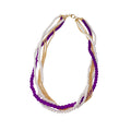 Purple Gold and Silver Tone Multi Strand Beaded Necklace view 5
