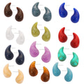 Teardrop Resin Stud Earrings Multicolor Marbled Gloss Finish view 5