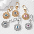 Gold and Silver Tone Openwork Rhinestone Evil Eye Clip Keychains view 1