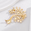 Yellow and Green Crystal Tree Gold Tone Metal Brooch Pin view 4