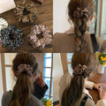 Leopard Print Fabric Oversized Scrunchie Hair Tie Band view 1