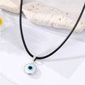 Silver Tone Round Evil Eye Black Cord Pendant Necklaces view 9