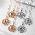 Gold and Silver Tone Round Filigree Evil Eye Pendant Necklaces view 1