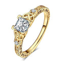 Square Clear Solitaire Celtic Knot Ring In Gold And Silver Tones view 5