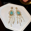 Pearl and Crystal Heart Stud Earrings Fashion Jewelry Accessories view 3