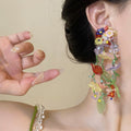 Colorful Transparent Flower Vine Statement Stud Earrings view 3