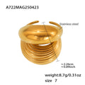 Open Ring Stainless Steel Smooth Top Ribbed Texture Gold Silver view 6