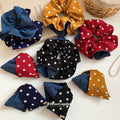 Polka Dot Denim Double Layer Oversized Hair Scrunchies view 3