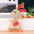Jeweled Scooter Riding Rabbit Keychains in Four Colors with Loops view 8