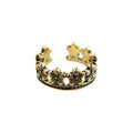 Aged Gold Open Adjustable Floral Band Ring Vintage Style view 5