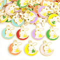 Enamel Rabbit on Crescent Moon Charms in Seven Bright Colors view 5