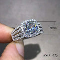 Round Crystal Cushion Halo Split Band Ring in Silver Tone view 5