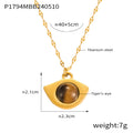 Eye Pendant Necklace Tiger Eye Or Black Glass Gold Steel view 8