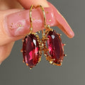 Oval Faceted Leverback Drop Earrings In Eight Color Variants view 3