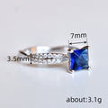White Gold Blue Princess Cut Twist Band Ring Sizes 6-10 view 4