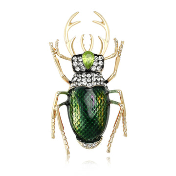 Enamel Stag Beetle Brooch In 2 Color Variants For Jackets and Scarves
