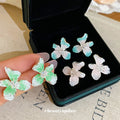 Pastel Crystal Flower Stud Earrings in Three Colors view 3