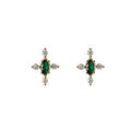 Gold Green Marquise Cross Stud Earrings Clear Accents view 5