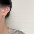 Silver Pearl Heart Blue Star Open Circle Stud Earrings view 2