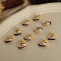 Gold Heart Hoop Earrings Pearl Crystal Enamel Colors view 4