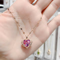 Gold Heart Multicolor Crystal Pendant Satellite Chain Necklace view 4