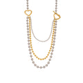 Multi Layer Ball Chain Heart Toggle Necklace Gold Steel Mix view 5