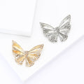 Textured Butterfly Brooch An Open-Wing Butterfly Crystal Accent Pin view 2