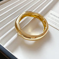 Gold Silver Polished Hinged Metal Bangles Square Wide Twist view 8