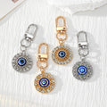 Rhinestone Evil Eye Round Alloy Keychains Gold Silver view 1