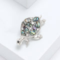 Silver Tone Turtle Brooch Abalone Shell Clear Rhinestones view 2
