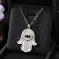 Gold and Silver Tone Crystal Hamsa and Heart Evil Eye Necklaces view 9