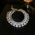 Silver Tone Rhinestone Tassel Bracelet With Two Crystal Patterns view 7