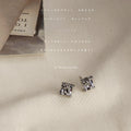 Silver Irregular Square Liquid Metal Stud Earrings view 2