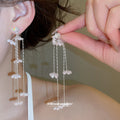 Pastel Flower Chain Drop Earrings in Polished Statement Design view 3