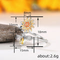 Two-Tone Bee and Sunflower Adjustable Open Ring CZ view 4