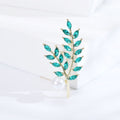 Crystal Leaf Sprig Brooch In 3 Styles With Polished Metal And Decorative Details view 7