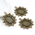 Sunburst Oval Cabochon Pendant Trays in Mixed Finishes view 2