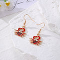 Cute Enamel Crab Drop Earrings Gold Hooks 4 Styles view 3