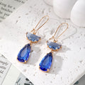Half Moon Teardrop Crystal Drop Earrings Gold Hooks 7 Styles view 7