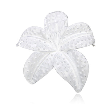 White Flower Enamel Metal Brooch Pin for Jackets and Lapels