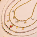 Gold Multi Charm Heart Cross Pearl Layered Necklace Mix view 2