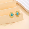 Aqua Oval Studs
