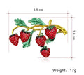 Red Gold Tone Strawberry Crystal Fifteen Designs Metal Brooch Pin view 9