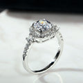 Silver Tone Cushion Clear Stone Halo Ring With Side Accents view 2