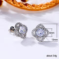 Round Swirl Halo Crystal Stud Earrings in Polished Metal view 5